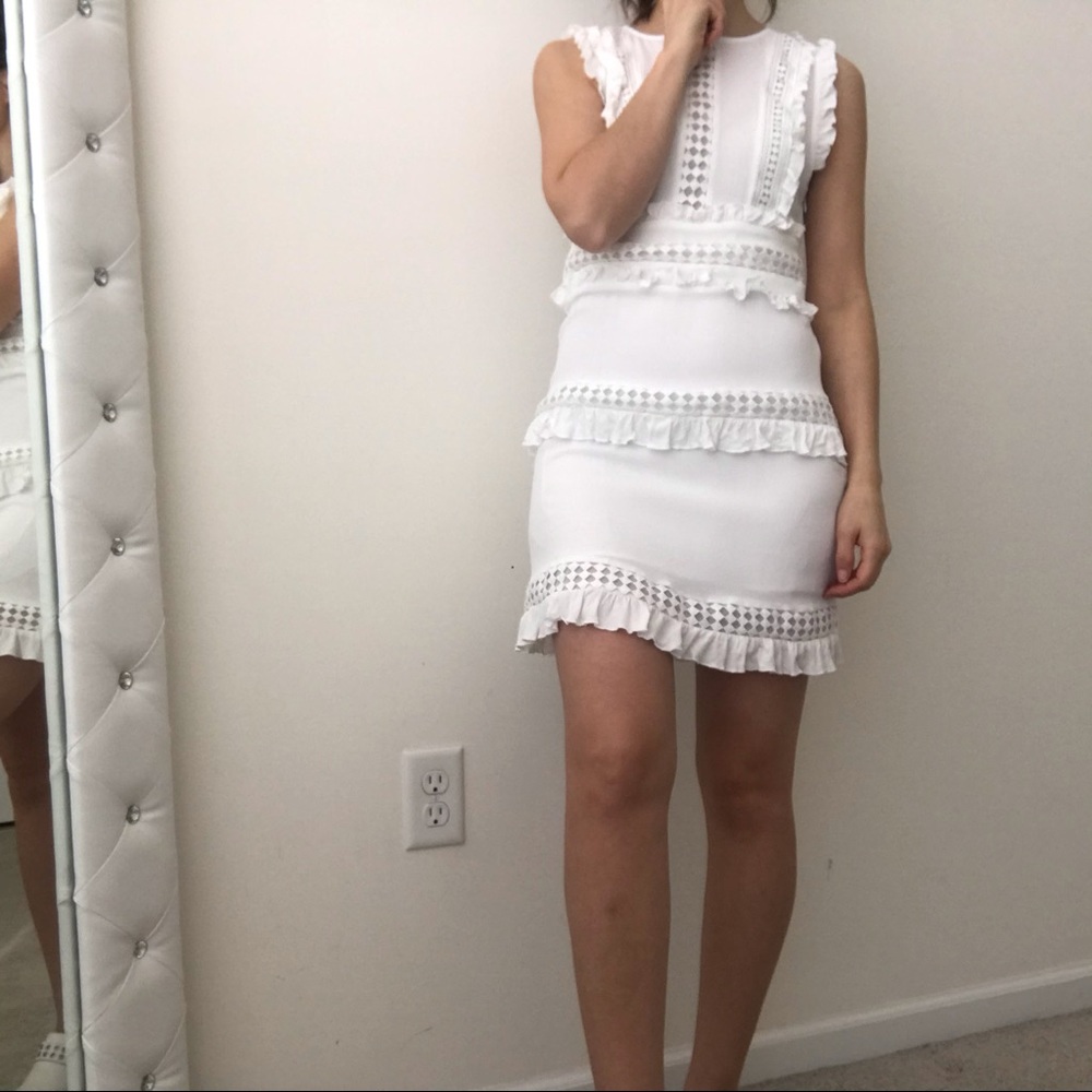 NWOT Forever21 ruffle trim white dress